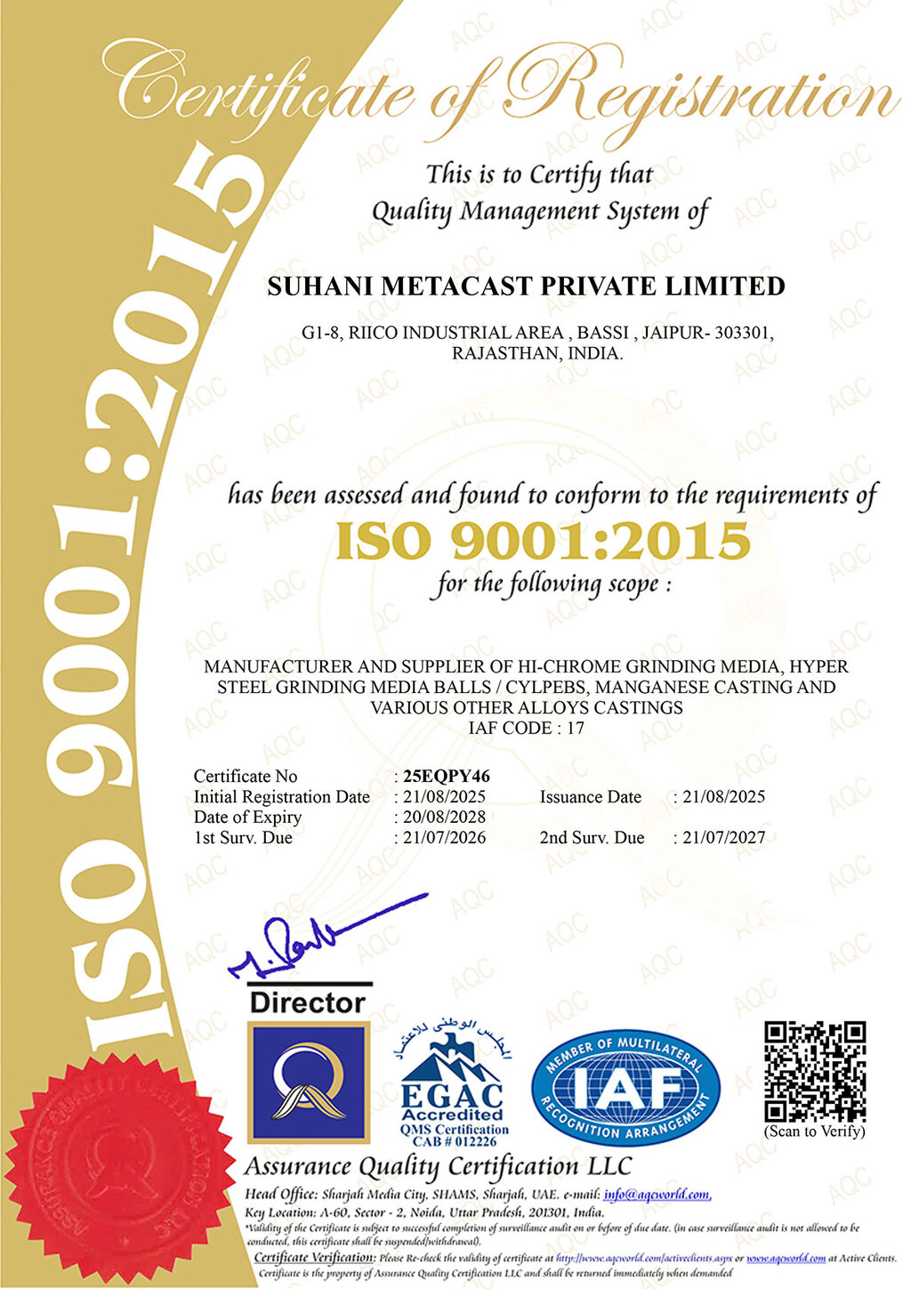 SMC ISO Certificate 9001:2015